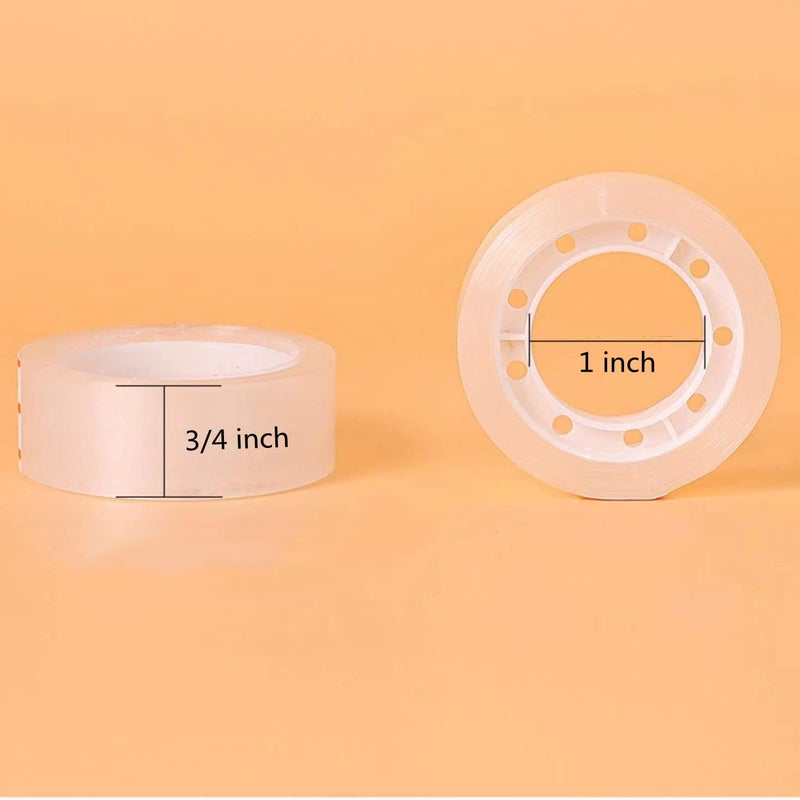 MJUNM 12 Rolls Transparent Tape Refills Rolls 3/4-Inch x 720 inch, 1 inch Core, Clear Gift Wrapping Tape Refill Roll for Office, Home, School - Image 2